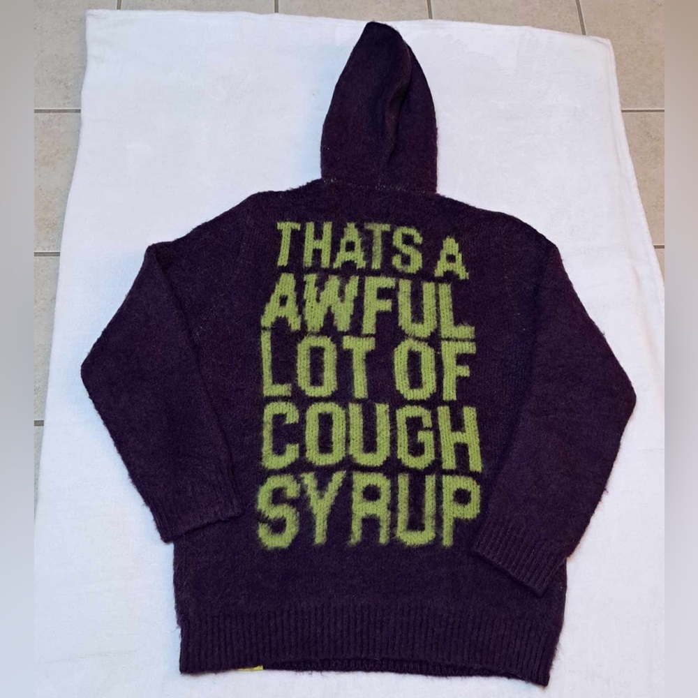 That’s a Awful Lot Of Cough Syrup Purple Mohair Pullover Hoodie Size XXL
